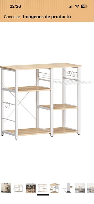 Estantería Cocina Almacenaje Madera y Metal blanco