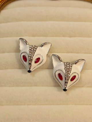 Orecchini donna volpe con strass rossi