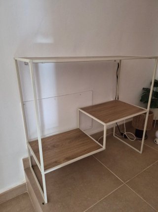 Estantería mesa recibidor madera y metal