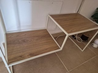 Estantería mesa recibidor madera y metal