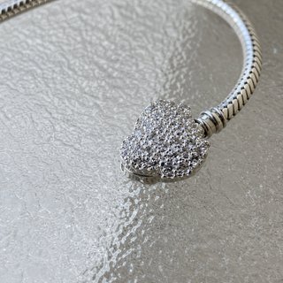 Pulsera Cadena Serpiente Corazón Plata