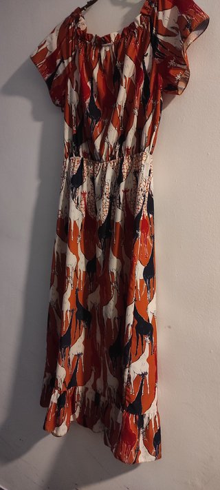 Vestido largo estampado jirafas naranja