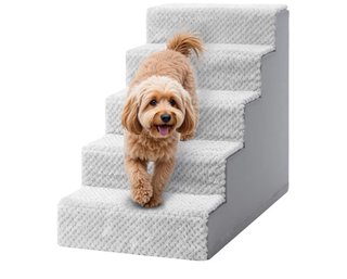 Escalera para perros y gatos gris/blanco