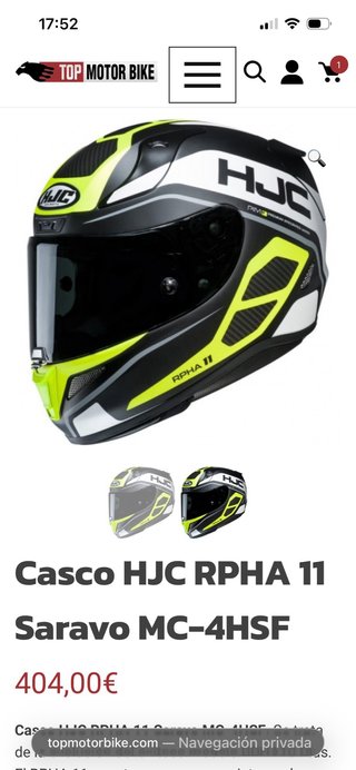 Casco Moto HJC RPHA 11 Negro/Amarillo