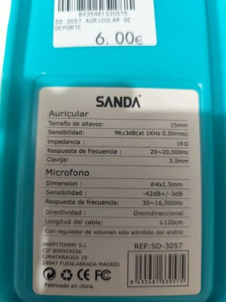 Auriculares SANDA Movimiento SD-3057