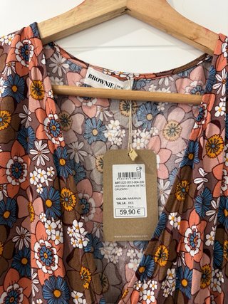 Vestido Brownie flores manga larga