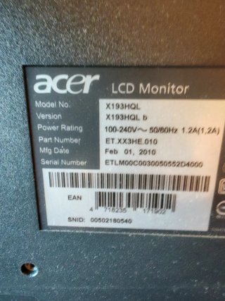 Pantalla Acer Negra