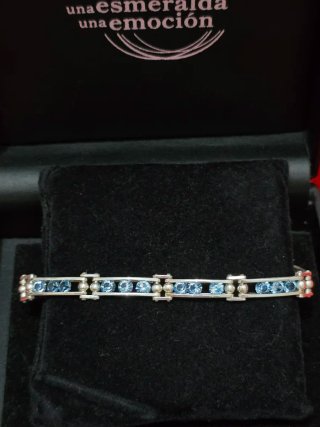 Pulsera Plata 925 Ley con Circonitas Azules
