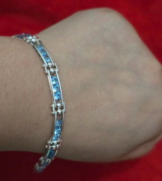 Pulsera Plata 925 Ley con Circonitas Azules