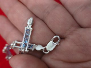 Pulsera Plata 925 Ley con Circonitas Azules