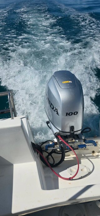 Barco blanco con remolque