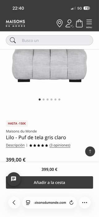 Divano 3/4 posti e Pouf Beige/Grigio Maison Du Monde