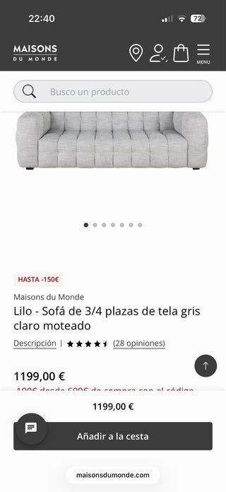 Divano 3/4 posti e Pouf Beige/Grigio Maison Du Monde