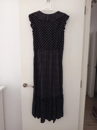 Vestido largo lunares negro y blanco