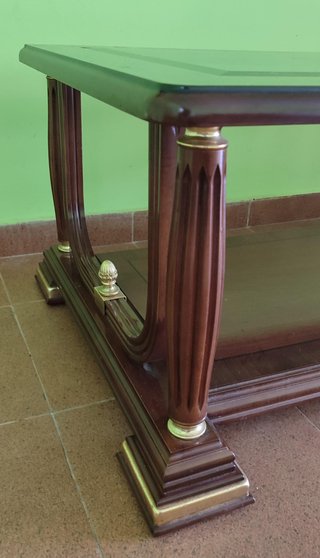 Mesa de centro cristal y madera
