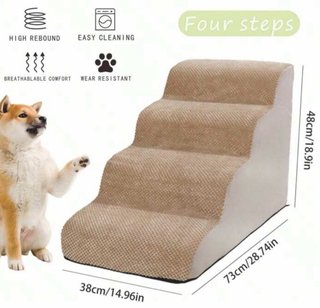 Escalera para perros beige