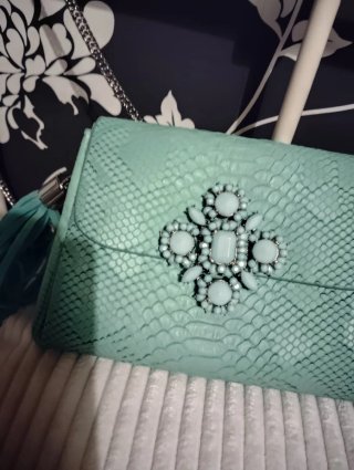Bolso Fetiche Suances Teal con Pedrería