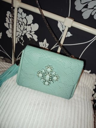 Bolso Fetiche Suances Teal con Pedrería