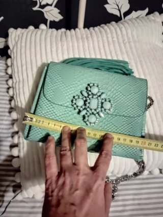 Bolso Fetiche Suances Teal con Pedrería