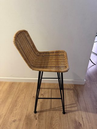Taburete Sklum Mimbre Negro y Marrón