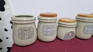 Set 8 Tarros Cerámica Cocina Madera Flores