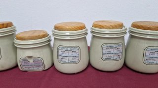 Set 8 Tarros Cerámica Cocina Madera Flores