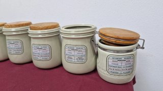 Set 8 Tarros Cerámica Cocina Madera Flores
