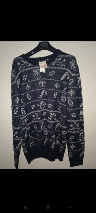Jersey XXXL azul marino con dibujos blancos