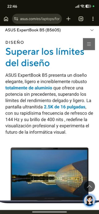 Portátil ASUS EXPERTBOOK B5 Intel Core Ultra 7