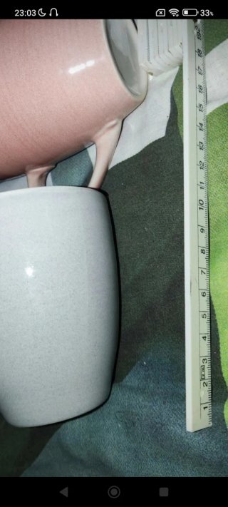 2 Tazas Grandes Cerámica Rosa y Gris