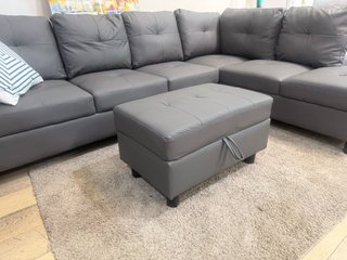 Sofá Rinconera Gris con Puff y Arcón