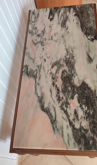 Mesa auxiliar de centro mármol y madera
