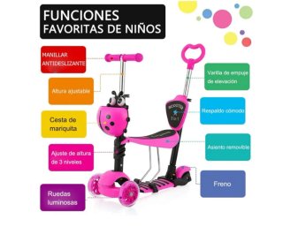 Patinete infantil 5 en 1 rosa