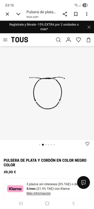 Pulsera Tous Plata y Cordón Negro ( Nueva)