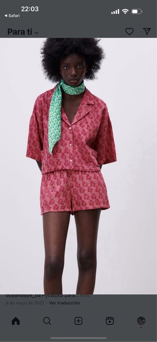 Conjunto Viral Zara estampado rosa