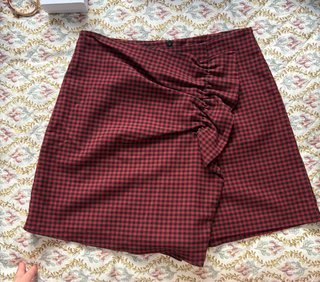 Falda pantalon cuadros roja y negra