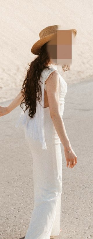 Vestido novia/postboda flecos blanco