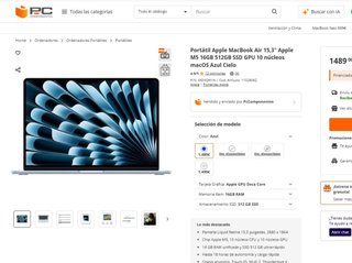 Portátil Apple MacBook Air 15,3 M5 Azul Cielo