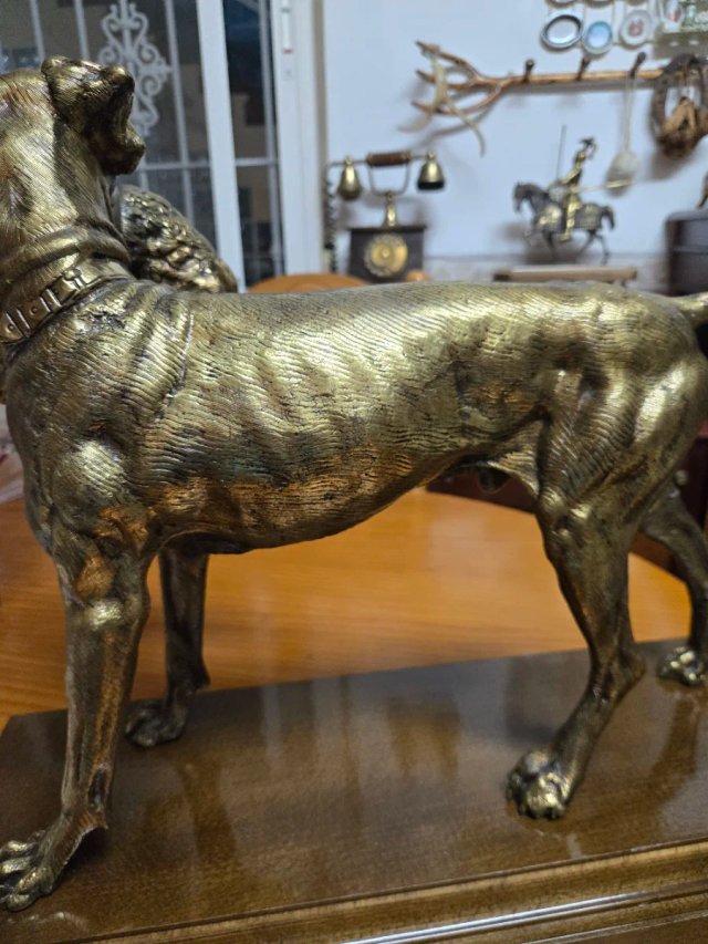 Figura bronce perro con liebre XXL