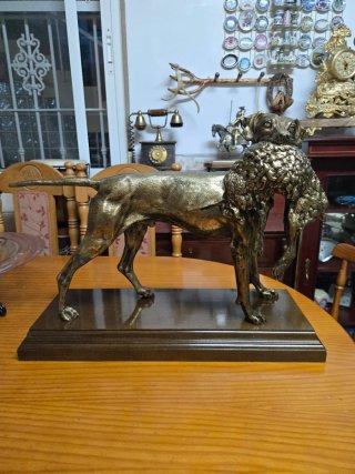 Figura bronce perro con liebre XXL