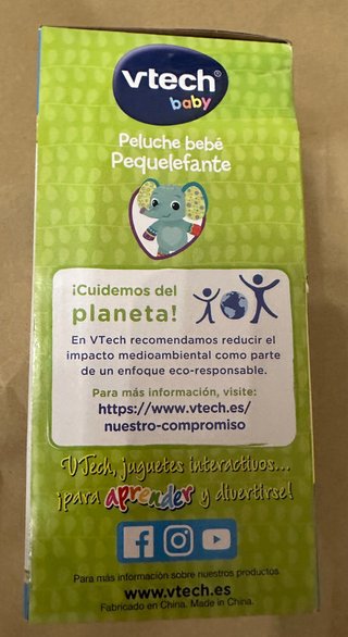 Peluche Vtech Pequelefante Bebé Interactivo