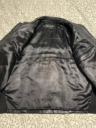 Chaqueta Biker Piel Negra y Naranja