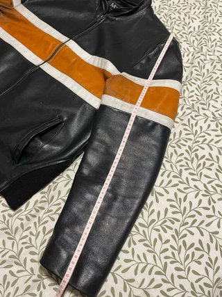 Chaqueta Biker Piel Negra y Naranja