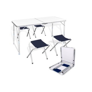 Mesa Plegable 120x70x60 cm y 4 Sillas
