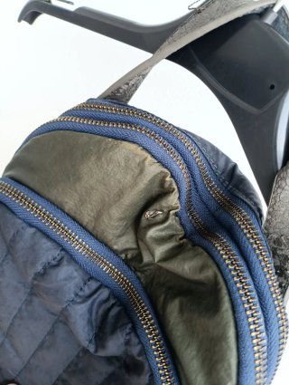 Bolso Mochila Azul y Verde Militar