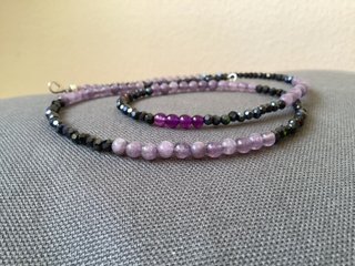 Collar Piedra Natural Calcedonia y Cristal