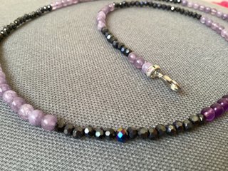 Collar Piedra Natural Calcedonia y Cristal