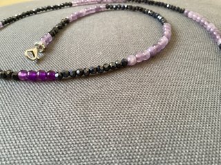 Collar Piedra Natural Calcedonia y Cristal