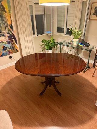 Mesa redonda extensible de madera