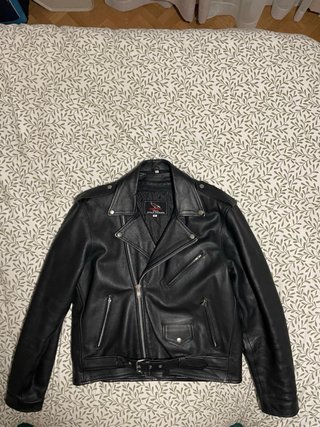 Chaqueta Biker Piel Negra Auténtica